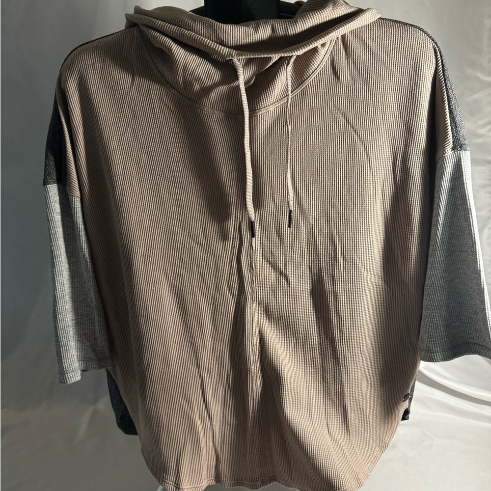 Calvin Klein Performance Beige and Gray Long Sleeve Top